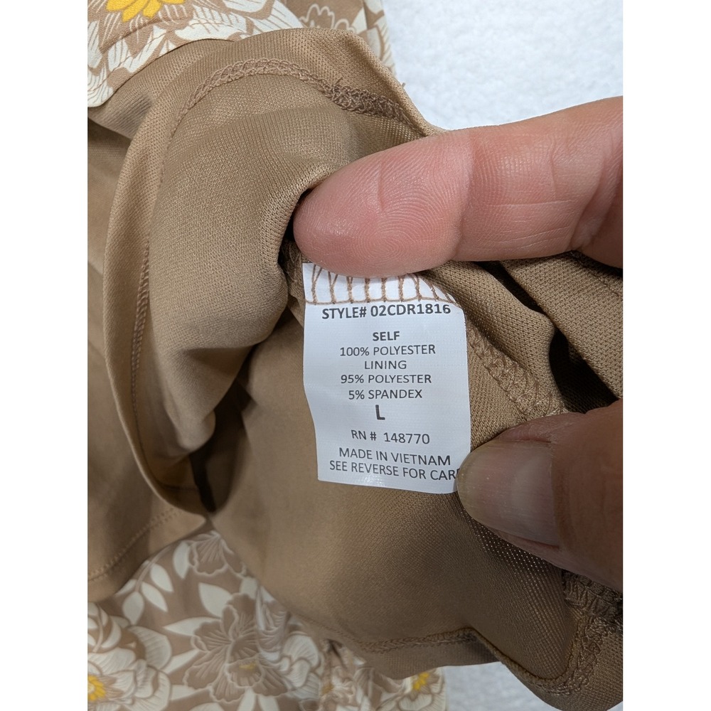 Sienna Sky Floral Print High Low Midi Dress Short Sleeve Brown Size L - Picture 6 of 10